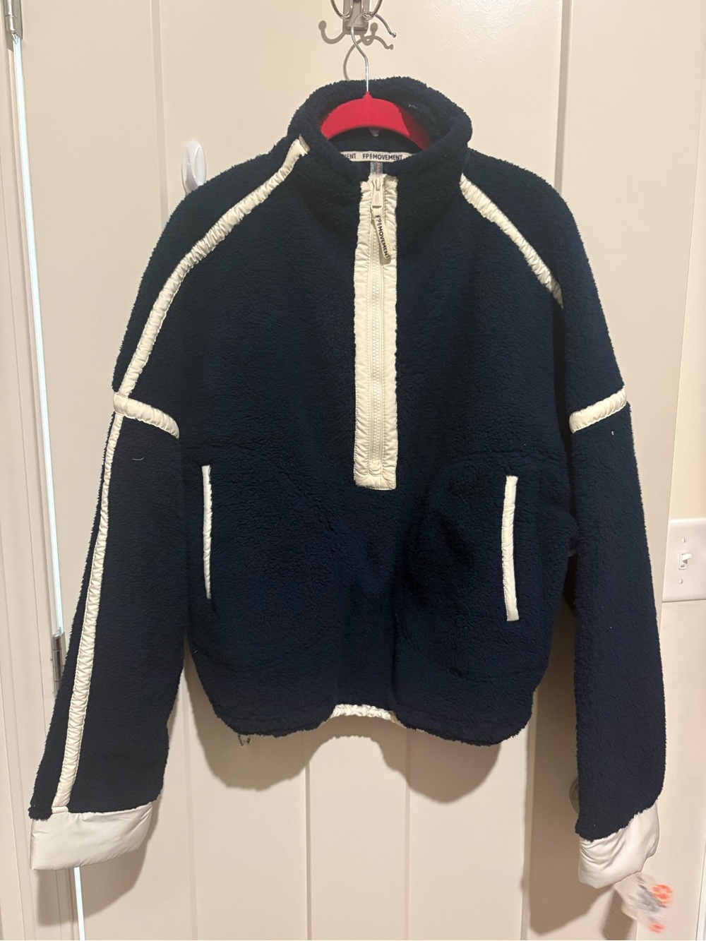Free People Mountain High Half-Zip Fleece Medium Navy Combo NWT - Picture 3 of 6